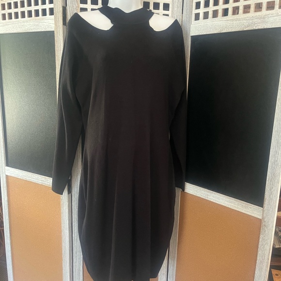 City Chic Dresses & Skirts - City Chic Black Cold Shoulder Sweater Dress